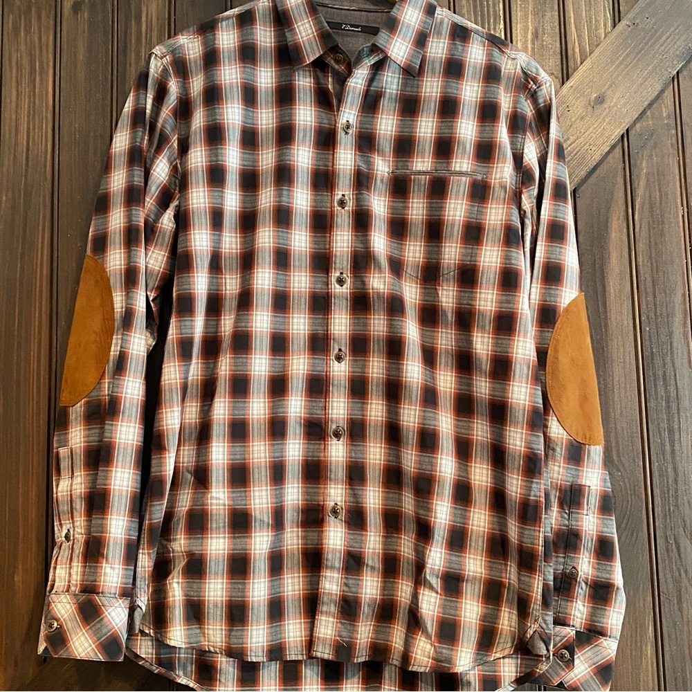 7 Diamonds men’s elbow patch button down, size M